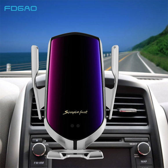 Automatic Clamping Car Wireless Charger 10W Quick Charge for Iphone 11 Pro XR XS Huawei P30 Pro Qi Infrared Sensor Phone Holder - Wood Metal Gadgets