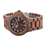 Men's Natural Wooden Wristwatch Wood Watch Quartz with Date + Box - Wood Metal Gadgets