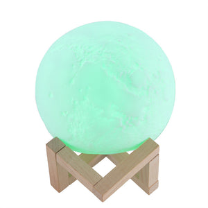 Rechargeable Magic 3D Printing LED Moon Lamp 16 RGB Color Changing Remote Touch Control Night Light - Wood Metal Gadgets