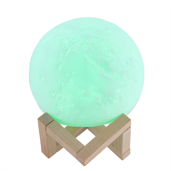 Rechargeable Magic 3D Printing LED Moon Lamp 16 RGB Color Changing Remote Touch Control Night Light - Wood Metal Gadgets