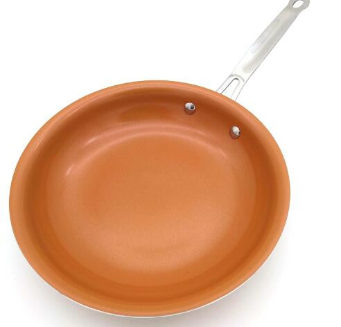 Sweettreats Non-stick Copper Skillet with Ceramic Coating and Induction cooker - Wood Metal Gadgets